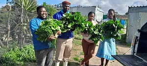 Gardeners celebrating their harvest